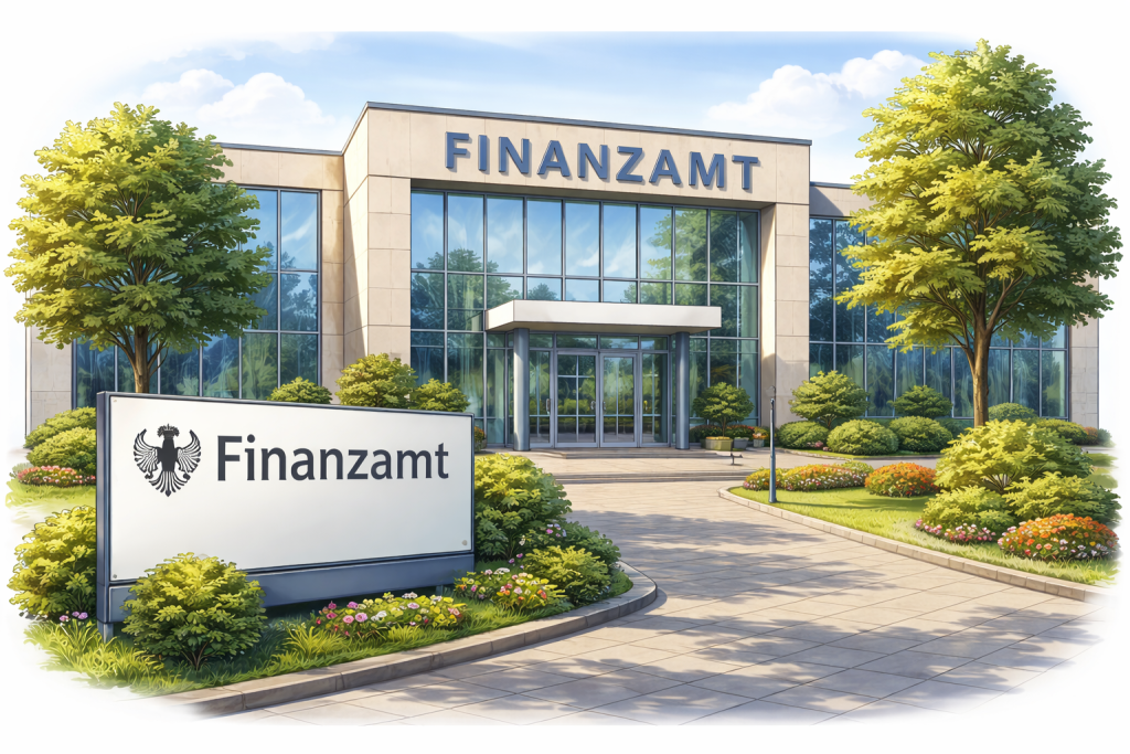 Modernes Finanzamt im Tageslicht